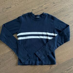 Brandy Melville striped long sleeve top.  Navy blue and white stripe.